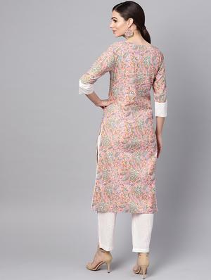 floral straight kurta pant set - 16417918 - Standard Image - 3