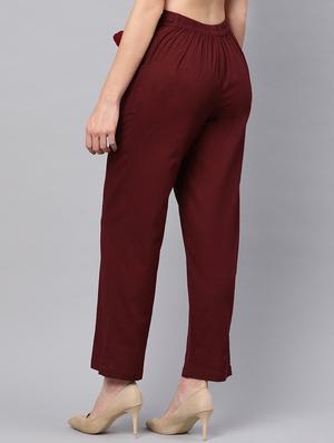 tie up waist solid trouser - 16417975 - Standard Image - 3