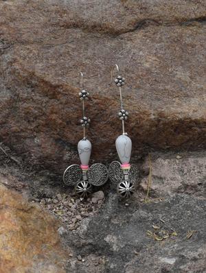 silver brass drop earring - 16419065 - Standard Image - 3