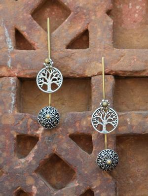 silver brass drop earring - 16419069 - Standard Image - 3