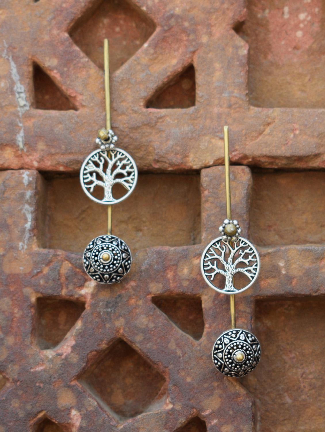 silver brass drop earring - 16419069 - Zoom Image - 3