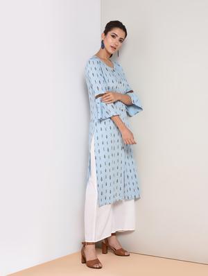 ikat printed straight kurta - 16419108 - Standard Image - 3