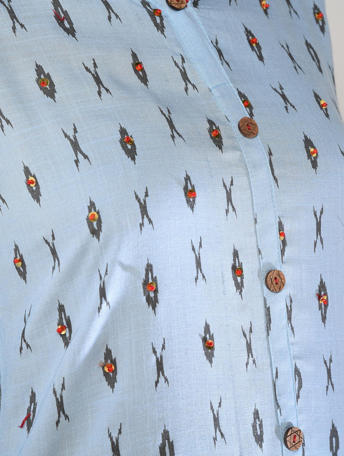 ikat printed straight kurta - 16419108 - Zoom Image - 6