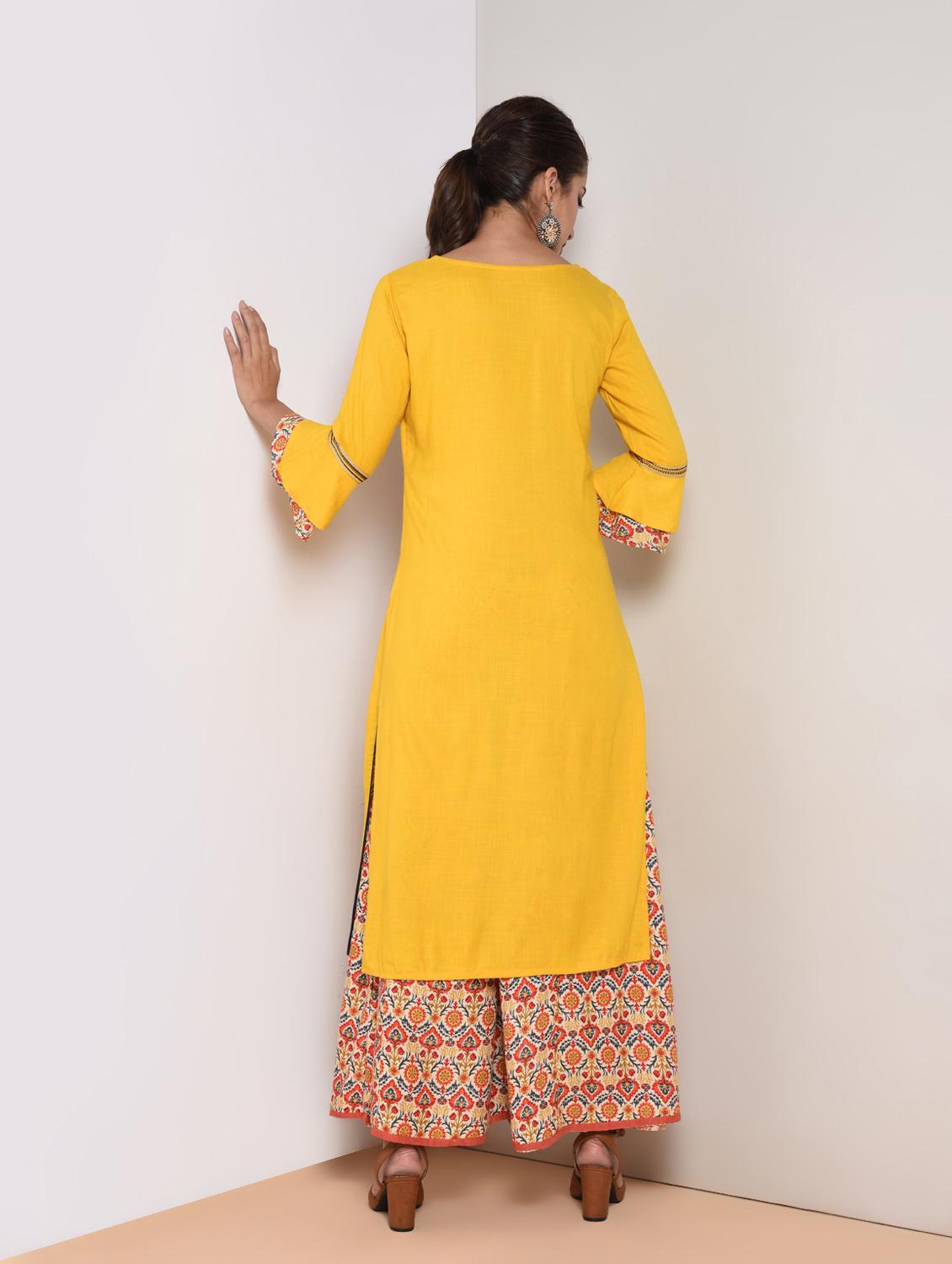 embroidered kurta palazzo set - 16419123 - Zoom Image - 3