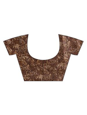 contrast bordered printed saree with blouse - 16420254 - Standard Image - 3