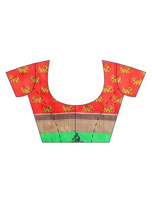 conversational printed saree with blouse - 16420260 - Standard Image - 3