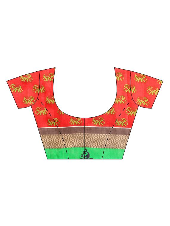 conversational printed saree with blouse - 16420260 - Zoom Image - 3