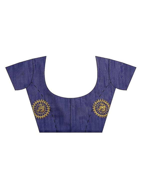 solid embroidered saree with blouse - 16420271 - Zoom Image - 3