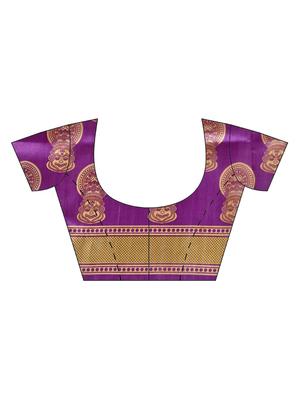 bordered solid saree with blouse - 16420274 - Standard Image - 3