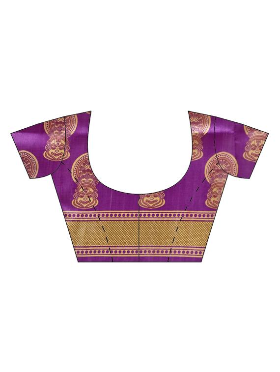 bordered solid saree with blouse - 16420274 - Zoom Image - 3