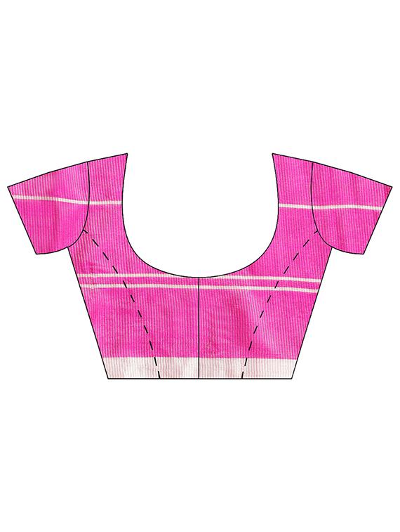 checkered printed saree with blouse - 16420287 - Zoom Image - 3