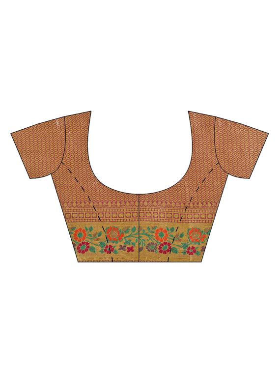 floral woven saree with blouse - 16420292 - Zoom Image - 3