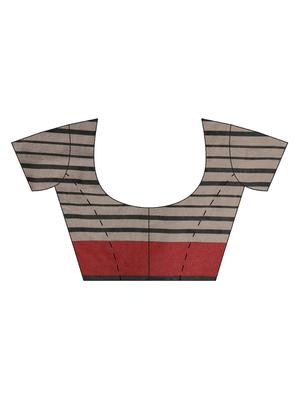 checkered printed saree with blouse - 16420297 - Standard Image - 3