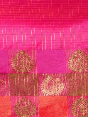 solid contrast saree with blouse - 16420305 - Standard Image - 3