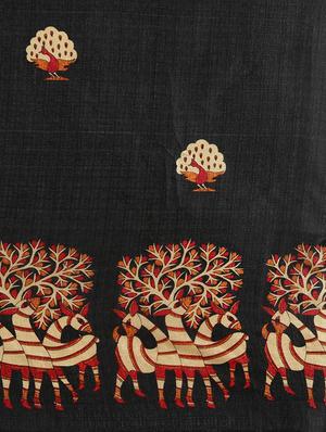 conversational printed saree with blouse - 16420310 - Standard Image - 3