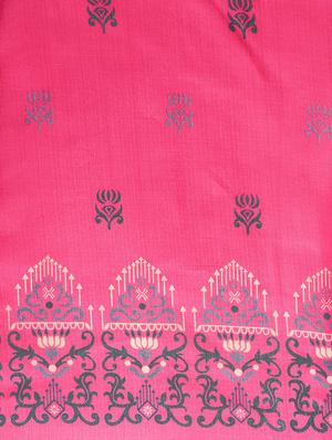 contrast printed saree with blouse - 16420313 - Standard Image - 3