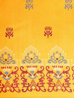 contrast printed saree with blouse - 16420314 - Standard Image - 3