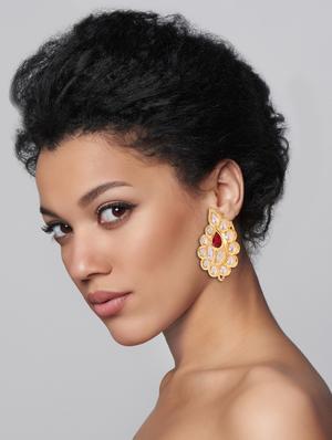 red drop earring - 16420557 - Standard Image - 3