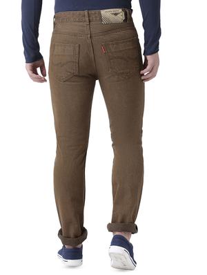brown solid plain denim jeans - 16420635 - Standard Image - 3