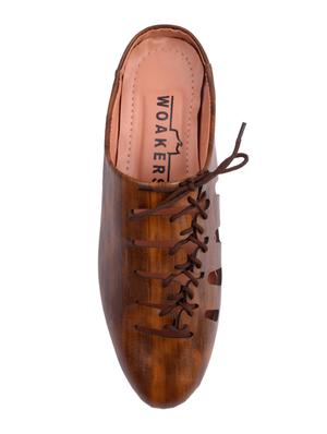 woakers tan leatherette slip on sandals - 16421777 - Standard Image - 3
