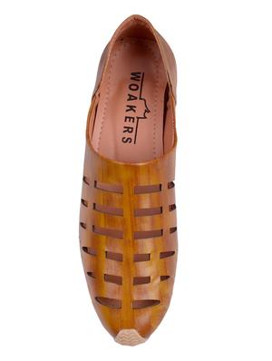 woakers tan leatherette slip on sandals - 16421778 - Standard Image - 3