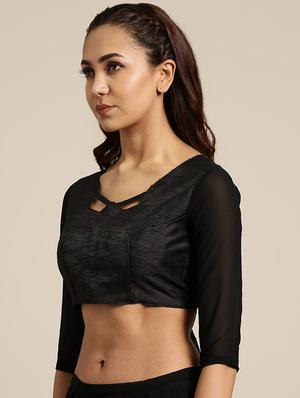solid ruffle saree with blouse - 16421893 - Standard Image - 3