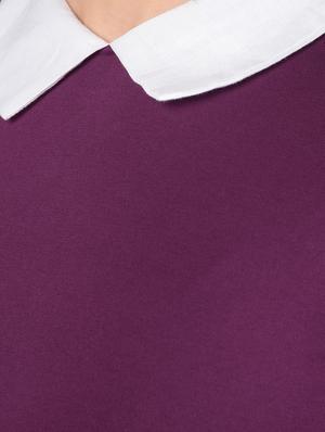 contrast collar solid sheath dress - 16422338 - Standard Image - 6