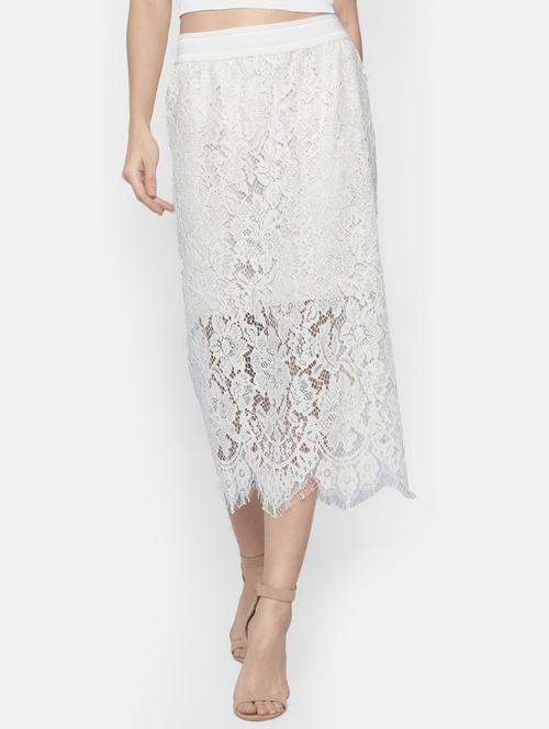 eyelash detail hem laced skirt - 16422489 - Standard Image - 1