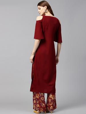 solid straight kurta - 16423138 - Standard Image - 3