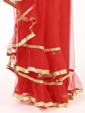 ruffled fusion saree with blouse - 16423433 - Standard Image - 3