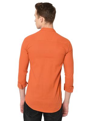 orange solid casual shirt - 16423726 - Standard Image - 3