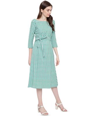 tie front checkered a-line dress - 16423968 - Standard Image - 3