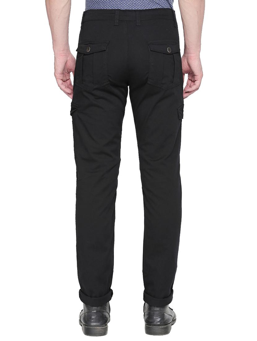 black cotton cargos casual trousers - 16425034 - Zoom Image - 3