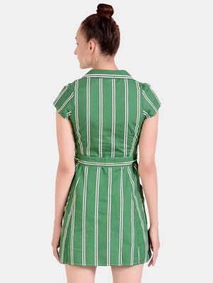 lapel neck striped shirt dress - 16428058 - Standard Image - 3