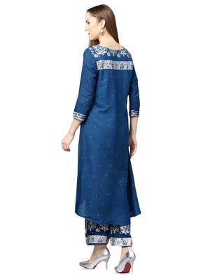 embroidered kurta palazzo set - 16428066 - Standard Image - 3