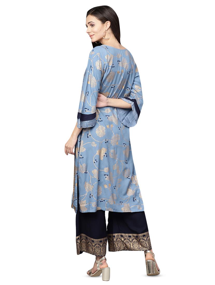 printed kurta palazzo set - 16428068 - Zoom Image - 3
