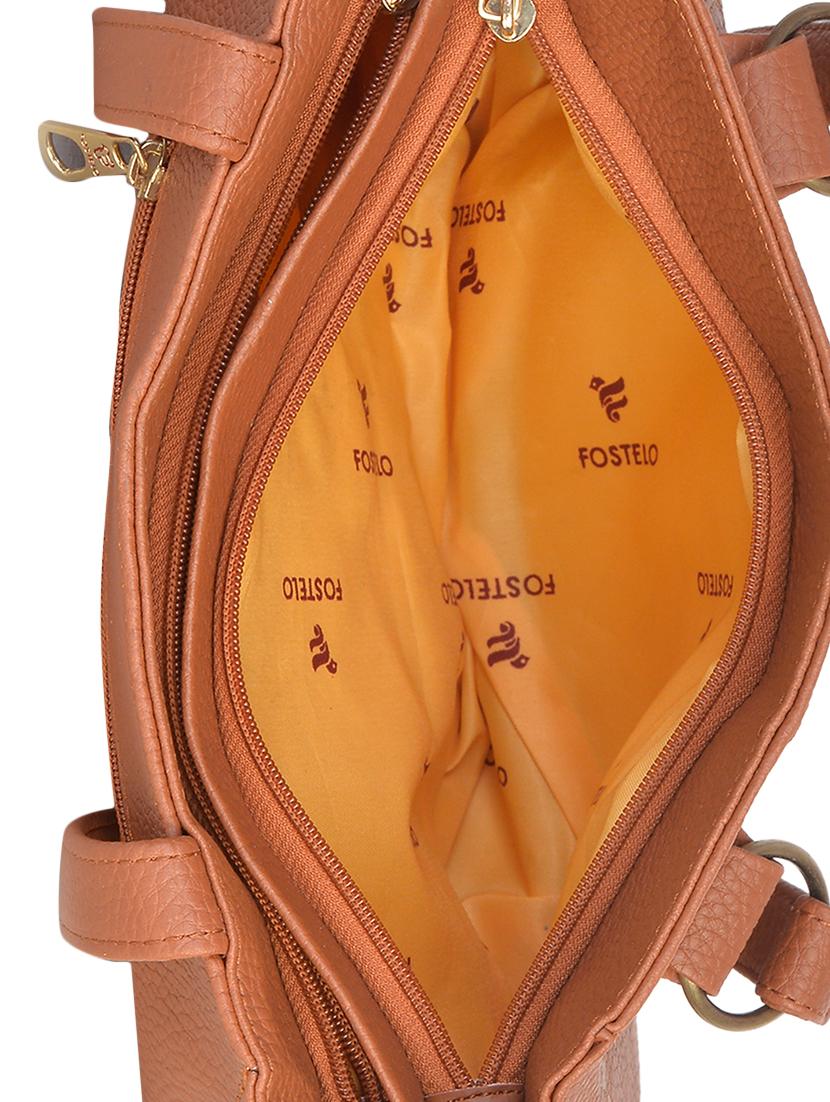 tan leatherette (pu) regular handbag - 16428283 - Zoom Image - 3