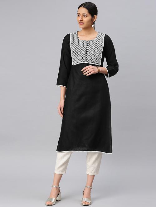 Embroidered straight kurta - 16428517 - Very Small Image - 1