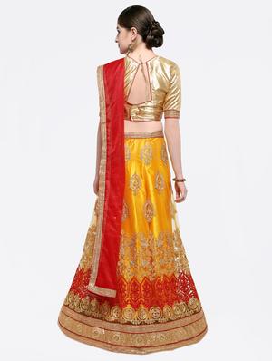 Embroidered contrast lehenga - 16428596 - Standard Image - 3
