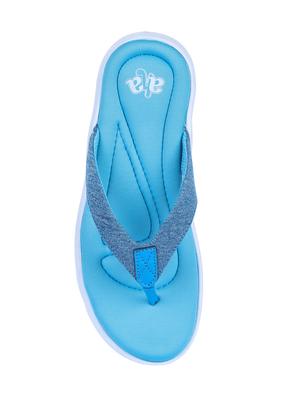 teal fabric slippers flip flops - 16429048 - Standard Image - 3