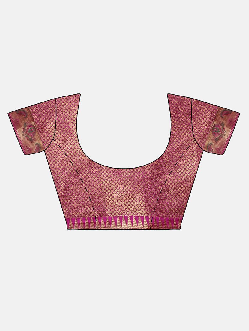 self-design banarasi saree with blouse - 16430673 - Zoom Image - 3