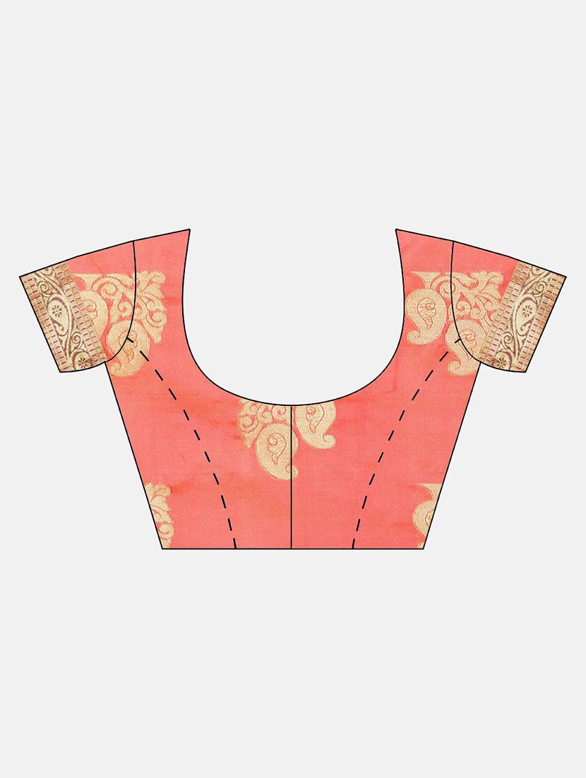 self-design banarasi saree with blouse - 16430683 - Zoom Image - 3