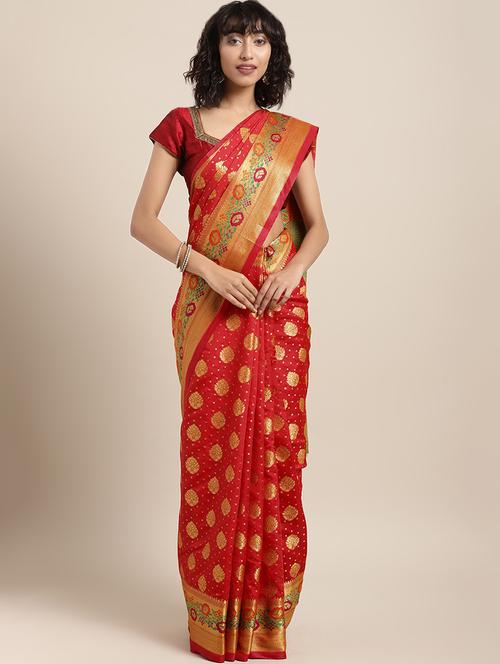 self-design banarasi saree with blouse - 16430695 - Standard Image - 1