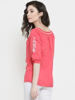 tie knot smocked embroidered top - 16431726 - Standard Image - 3