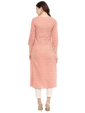 block printed straight kurta - 16431736 - Standard Image - 3