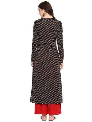 block printed a-line kurta - 16431738 - Standard Image - 3