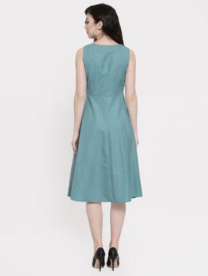 overlap neck button detail a-line dress - 16431835 - Standard Image - 3
