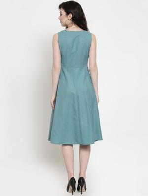 overlap neck button up a-line dress - 16431926 - Standard Image - 3