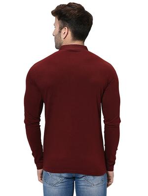 maroon solid t-shirt - 16431938 - Standard Image - 3