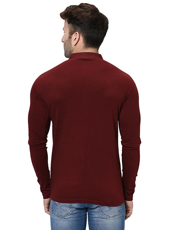 maroon solid t-shirt - 16431938 - Zoom Image - 3